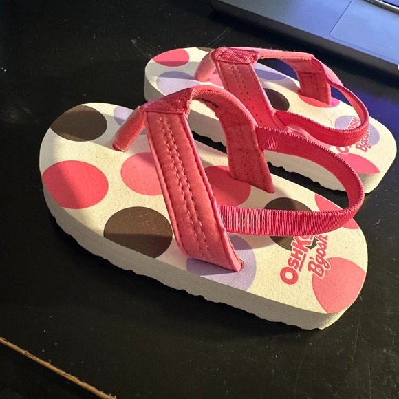 NWOT OshKosh B'gosh Pink Toddler Flip Flops with Back Sz S (5-6) - Picture 6 of 6